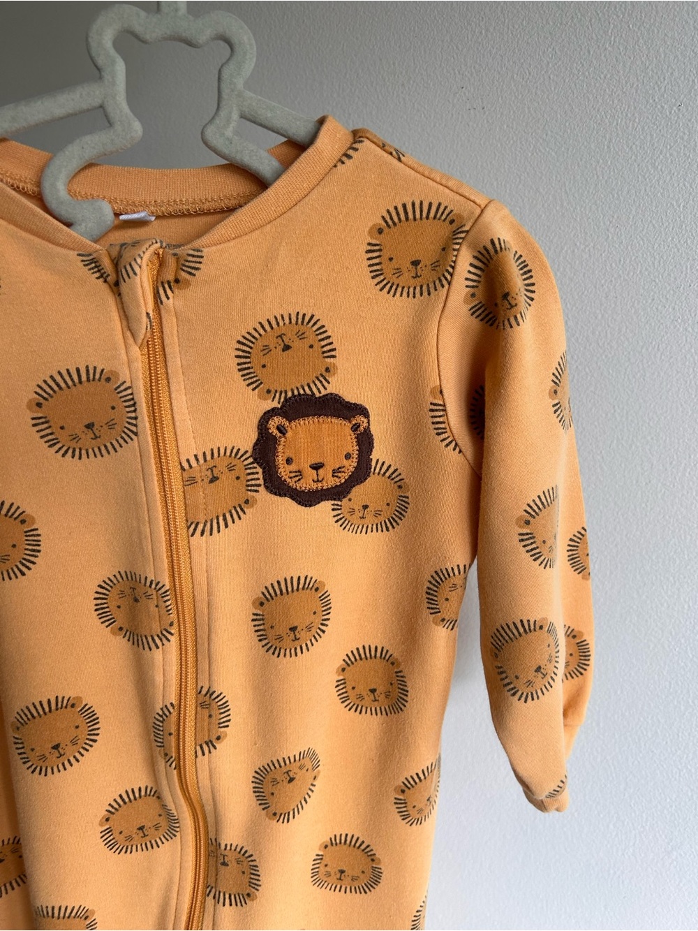 3/$15 Pekkle Orange Lion Print Two-way Zipper Pajamas